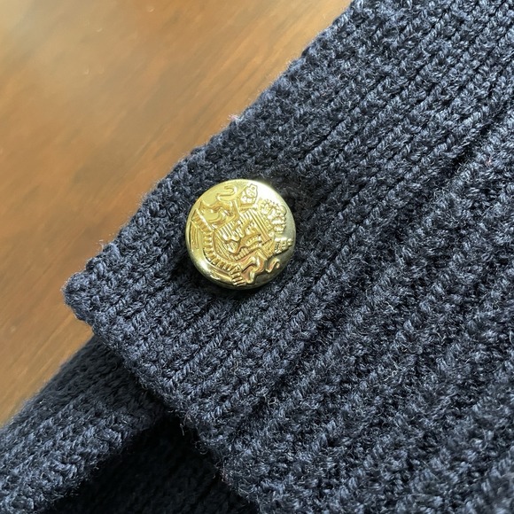 Tuckernuck - XL Sophia Turtleneck Sweater 100% Wool Navy Blue Gold Old Money - Picture 3 of 11